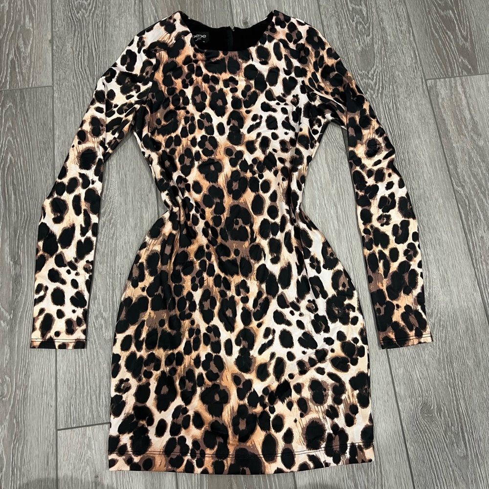 BEBE Leopard Scuba mini dress